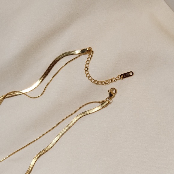 💕18K Gold Plated Double stacked Snake Chain Necklace - Picture 9 of 12